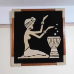 African Drumming Eggshell Mixed Media Wall Hanging Artwork Décor