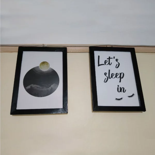 Let’s sleep in two pieces wall hanging décor for home bedroom